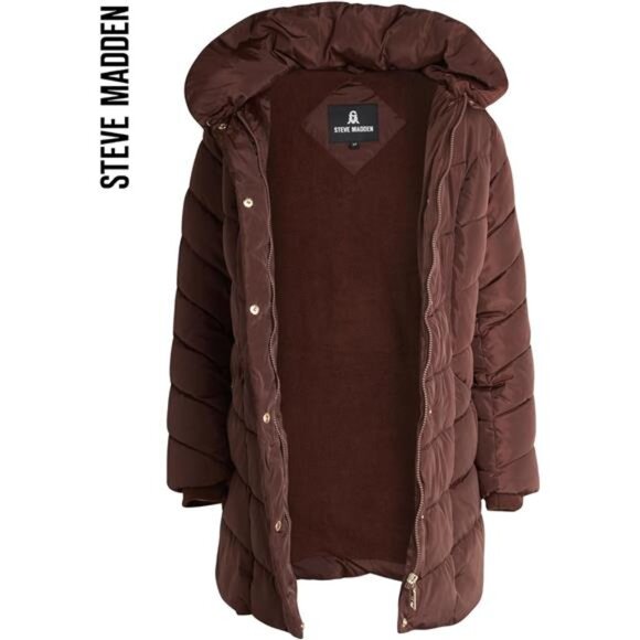 Womens Long Puffer Coat - Heavyweight Insulated Fall Winter - Picture 3 of 7